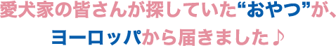 愛犬家の皆さんが探していた,“おやつ”が、ヨーロッパから届きました♪